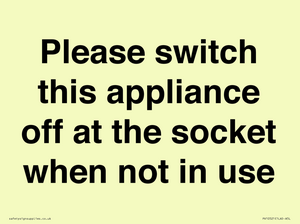 Please switch this appliance off at the socket when not in use